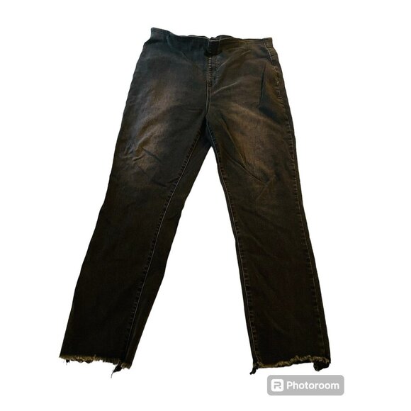 RISEN High Rise Black Denim Frayed Edge Skinny XRDP1215 2XL - Picture 1 of 9